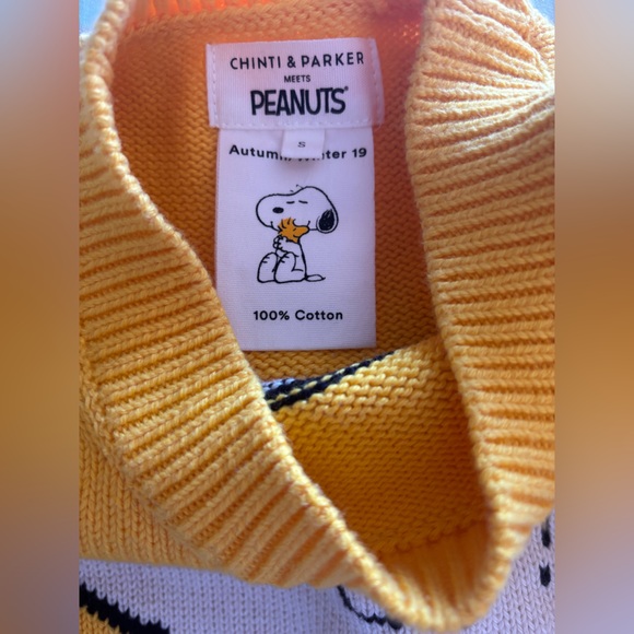 Like New CHINTI & PARKER with PEANUTS Snoopy Sweater, Yellow, Small - Picture 5 of 5